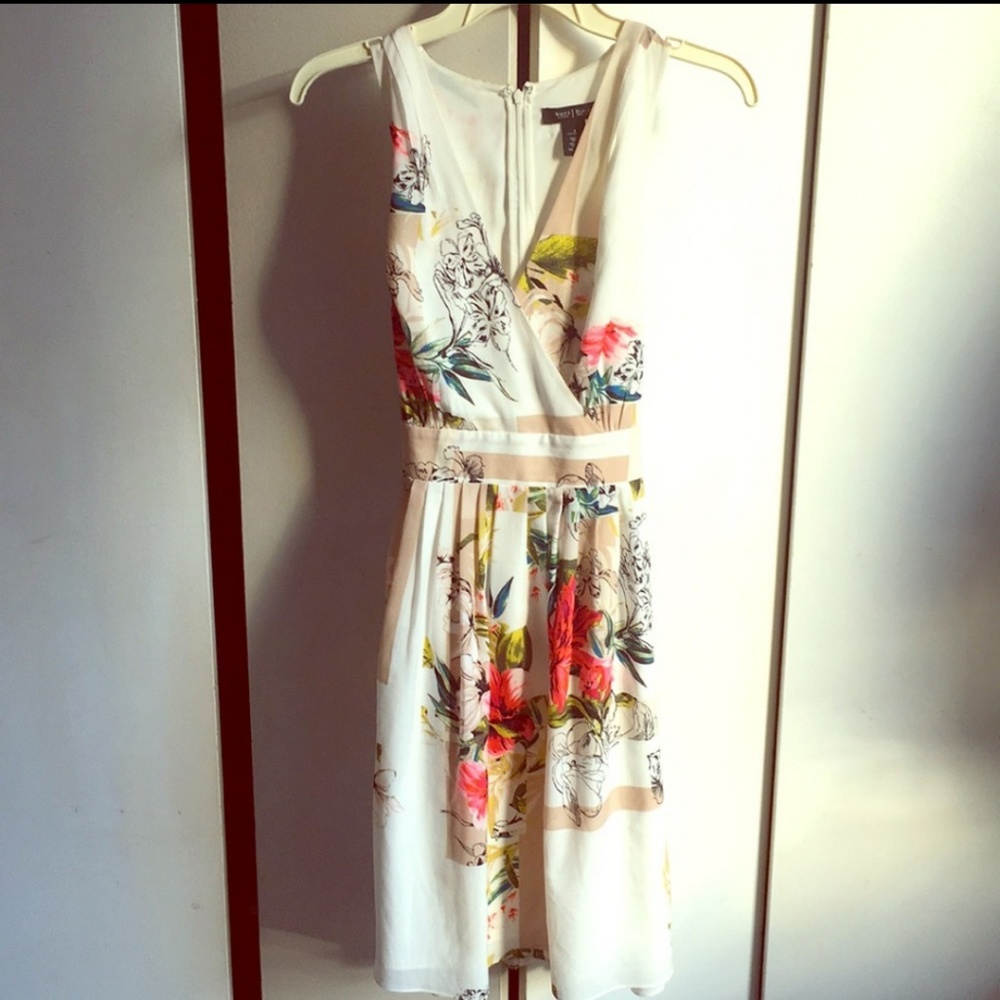 Floral wrap dress cream red green dress medium 8